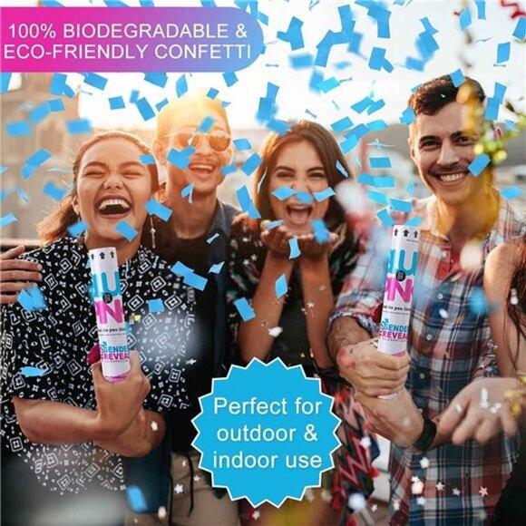 Premium Gender Reveal Confetti Cannon, Set of 4 Mixed (2 Blue 2 Pink) - Picture 5 of 7